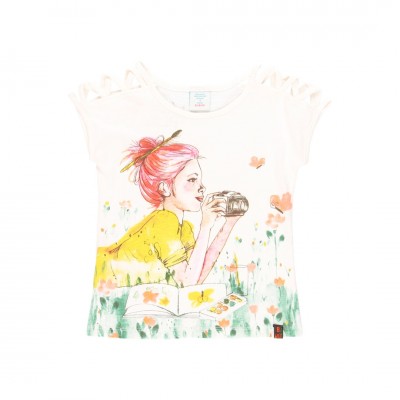 Παιδική καλοκαιρινή μπλούζα αμάνικη για κορίτσι εκρού 444079-1111 Boboli