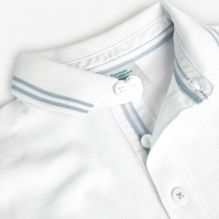 Βρεφική κοντομάνικη πόλο μπλούζα για αγόρι λευκή 718264-1100 BOBOLI