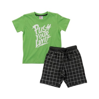 Βρεφικό σετ μπλούζα κοντομάνικη-βερμούδα για αγόρι πράσινο-ανθρακί 122-302103-2 Funky