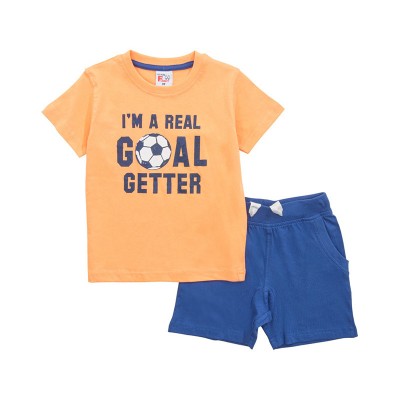 Παιδικό σετ κοντομάνικη μπλούζα για αγόρι βερύκοκο/ίντιγκο 123-301118-1 Funky