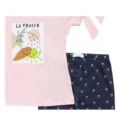 Βρεφικό σετ μπλούζα κοντομάνικη-κολάν για κορίτσι ροζ-μπλε 123-719112-2 Funky