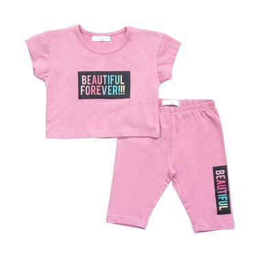 Παιδική μπλούζα κοντομάνικη-κολάν για κορίτσι dust pink 123-720100-1 Funky