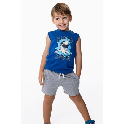 Παιδικό σετ αμάνικη μπλούζα-σορτς για αγόρι ρουά/γκρι μελανζέ 124-301402-1 Funky