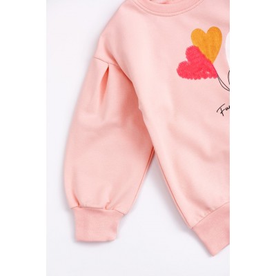 Παιδικό μπλουζοφόρεμα με κολάν ροζ πούδρας -ανθρακί 224-721132-1 Funky