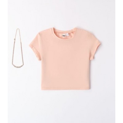 Παιδικ΄ή μπλούζα κοντομάνικη για κορίτσι μπεζ-ροζ 48504-00-J884-1044 I DO