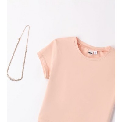 Παιδικ΄ή μπλούζα κοντομάνικη για κορίτσι μπεζ-ροζ 48504-00-J884-1044 I DO