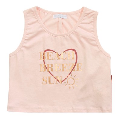 Παιδικό σετ αμάνικη μπλούζα-σορτς για κορίτσι nude pink-burnt brick 123-524123-1 Funky