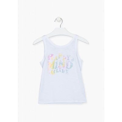 Παιδική αμάνικη μπλούζα για κορίτσι λευκή 21G-1013AL-001 Losan