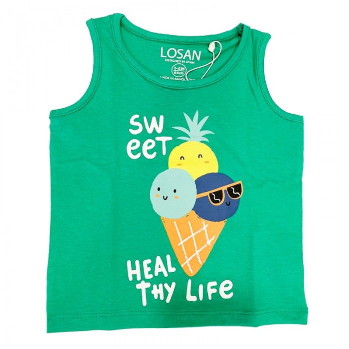 Βρεφική αμάνικη μπλούζα για κορίτσι πράσινη 217-1202AL-021 Losan
