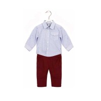 Βρεφικό σετ πουκάμισο με παντελόνι για αγόρι μπλε κόκκινο Marasil 21810516-316