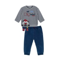 Βρεφικό σετ φόρμα παντελόνι-φούτερ με κουκούλα για αγόρι μπλε-γκρί Marasil 21810512-203