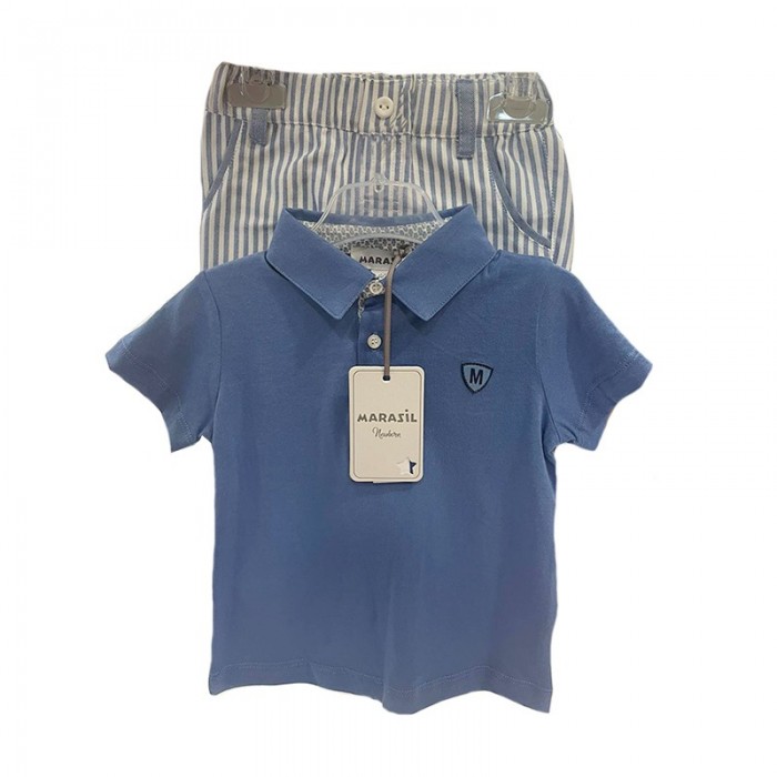 Σετ Βρεφική Μπλούζα και Σορτσάκι Κοντομάνικο για Αγόρι Γαλάζιο Marasil 22010016-316