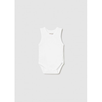 Βρεφικό κορμάκι αμάνικο λευκ΄ό Better Cotton 24-01719-027 Mayoral Newborn