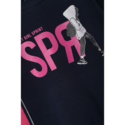 Παιδικό σετ μακρυμάνικη μπλούζα-παντελόνι φόρμας για κορίτσι μαύρο-ροζ 221-2038-305 Sprint