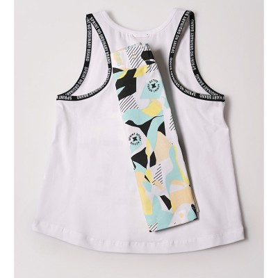 Παιδικό σετ αμάνικη μπλούζα-κολάν για κορίτσι λευκό-πολύχρωμο 231-4023-100 Sprint