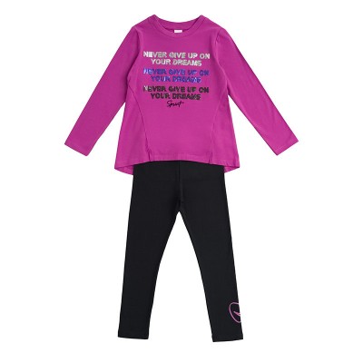 Παιδικό σετ μπλούζα-κολάν για κορίτσι ροζ-μαύρο 232-4040-812 Sprint